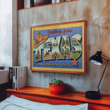Greetings From Texas Vintage Postcard Print Blue - Tejas Country Club