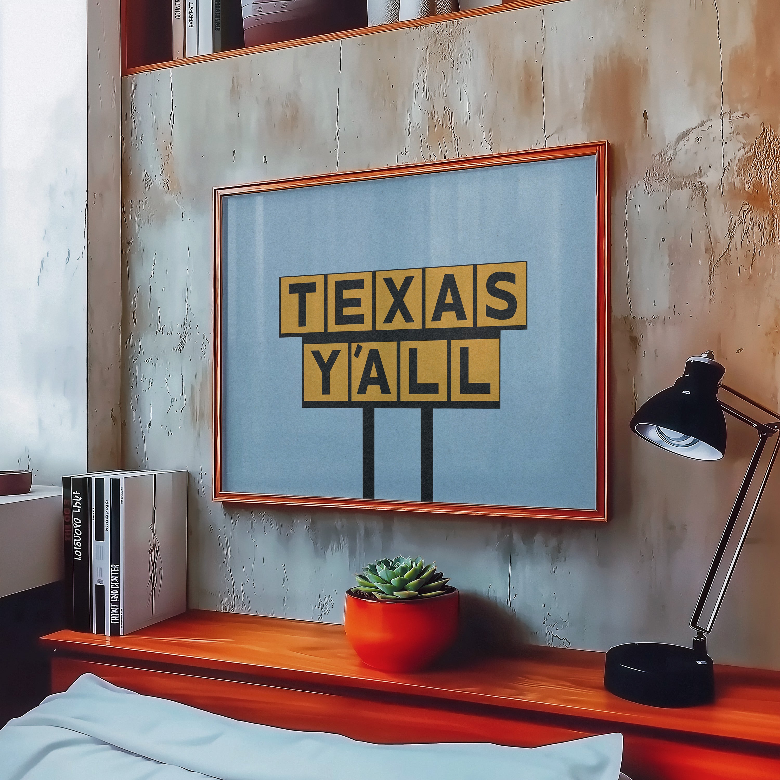 Texas Y'all Billboard Gold Art Print - Tejas Country Club