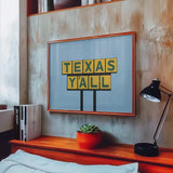 Texas Y'all Billboard Green & Gold Art Print - Tejas Country Club