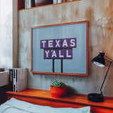 Texas Y'all Billboard Purple Art Print - Tejas Country Club