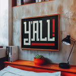 Y'all Typography Black and White Wall Art Print Poster Decor - Tejas Country Club