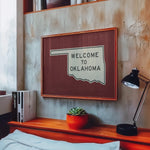 Welcome To Oklahoma Vintage Crimson Road Sign Art Print - Tejas Country Club
