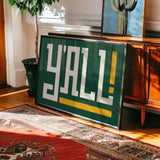 Y'all Typography Green and Gold Wall Art Print Poster Decor - Tejas Country Club