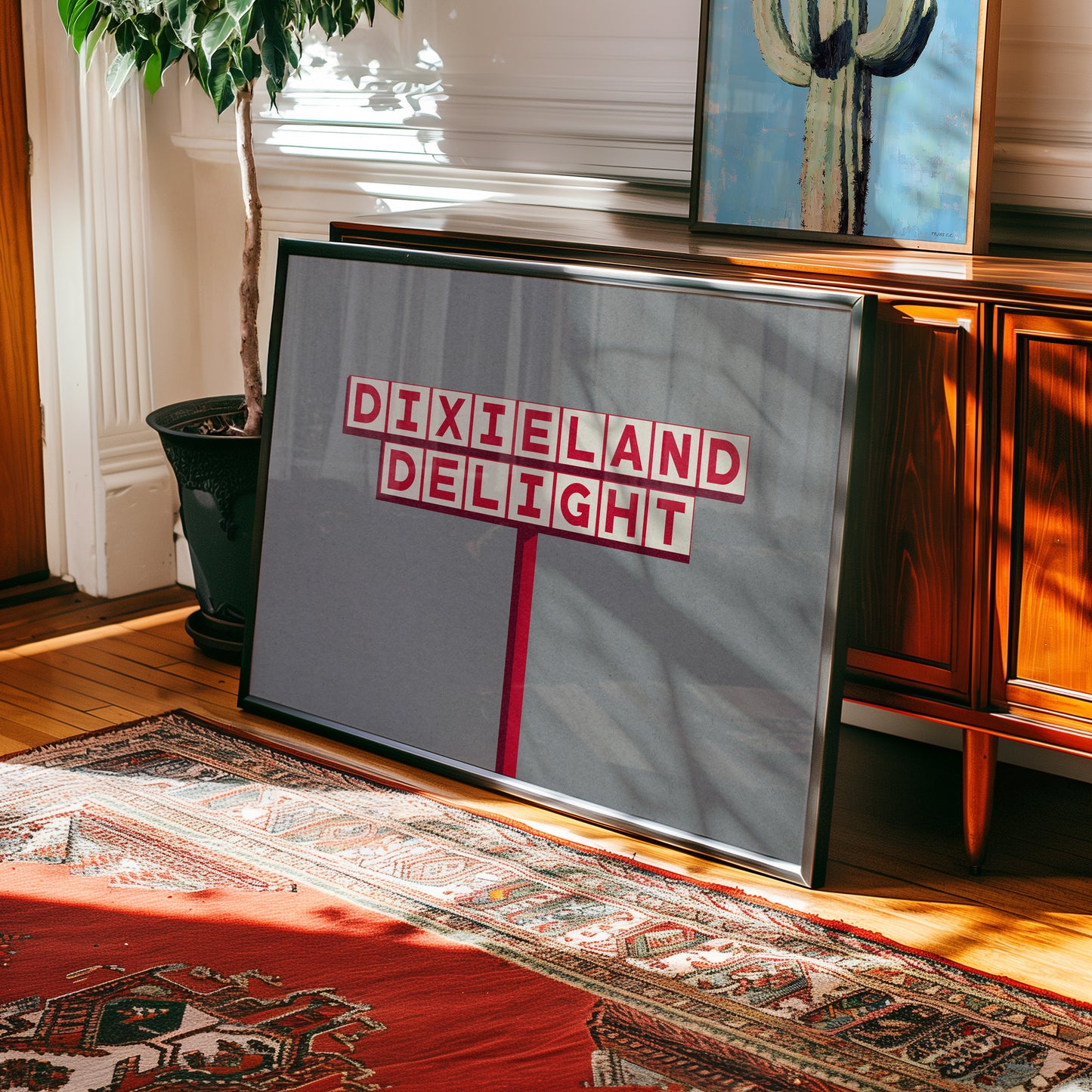 Dixieland Delight Highway Sign Art Print Crimson