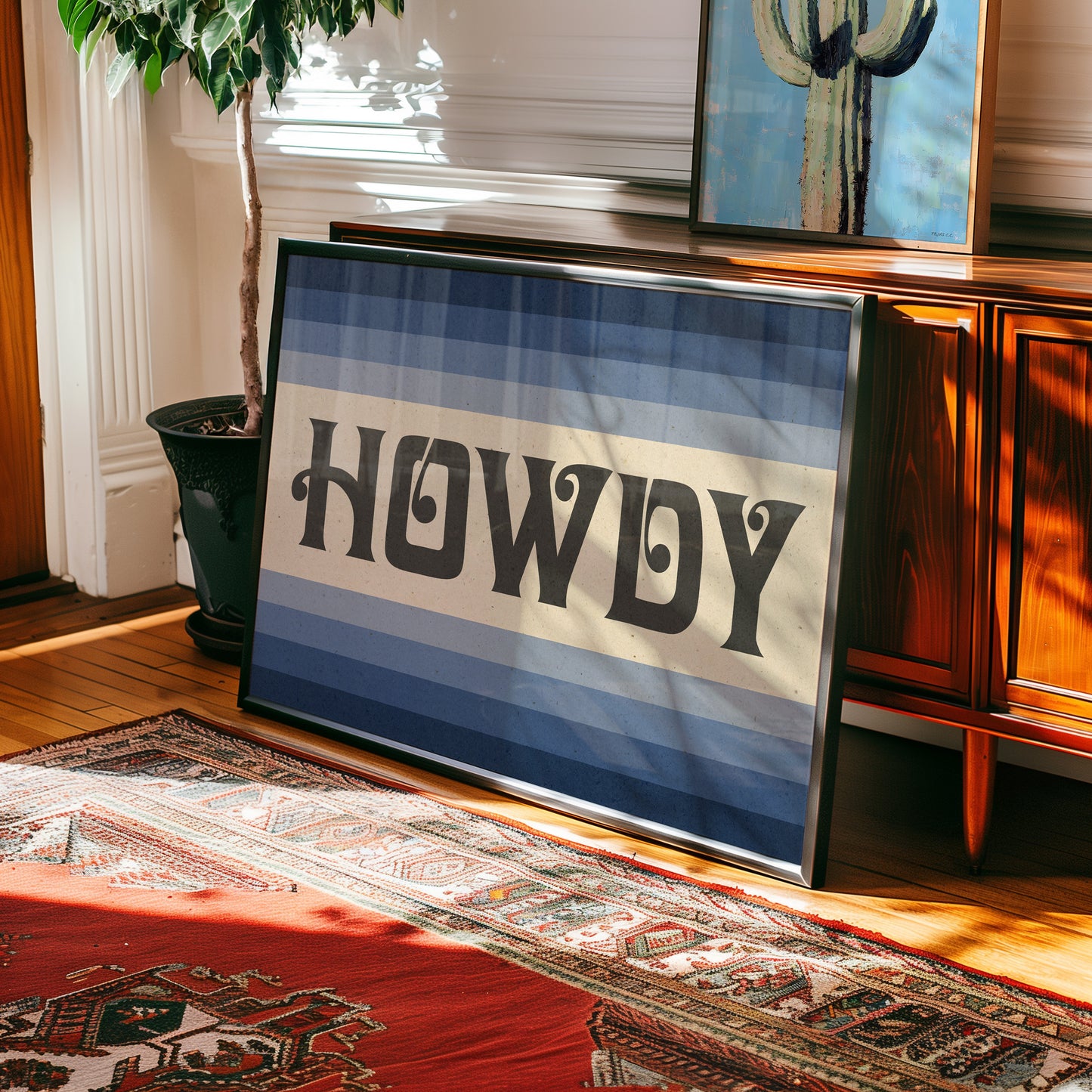 Howdy Art Print Poster Monochromatic Ombre Blue Print