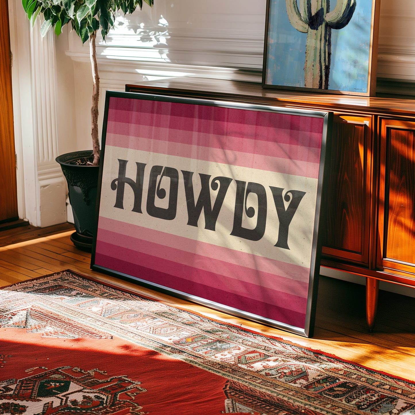 Howdy Art Print Poster Monochromatic Ombre Pink Print