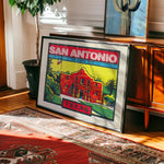 Vintage San Antonio Alamo Travel Decal Art Print - Tejas Country Club