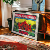 Vintage San Antonio Alamo Travel Decal Art Print - Tejas Country Club