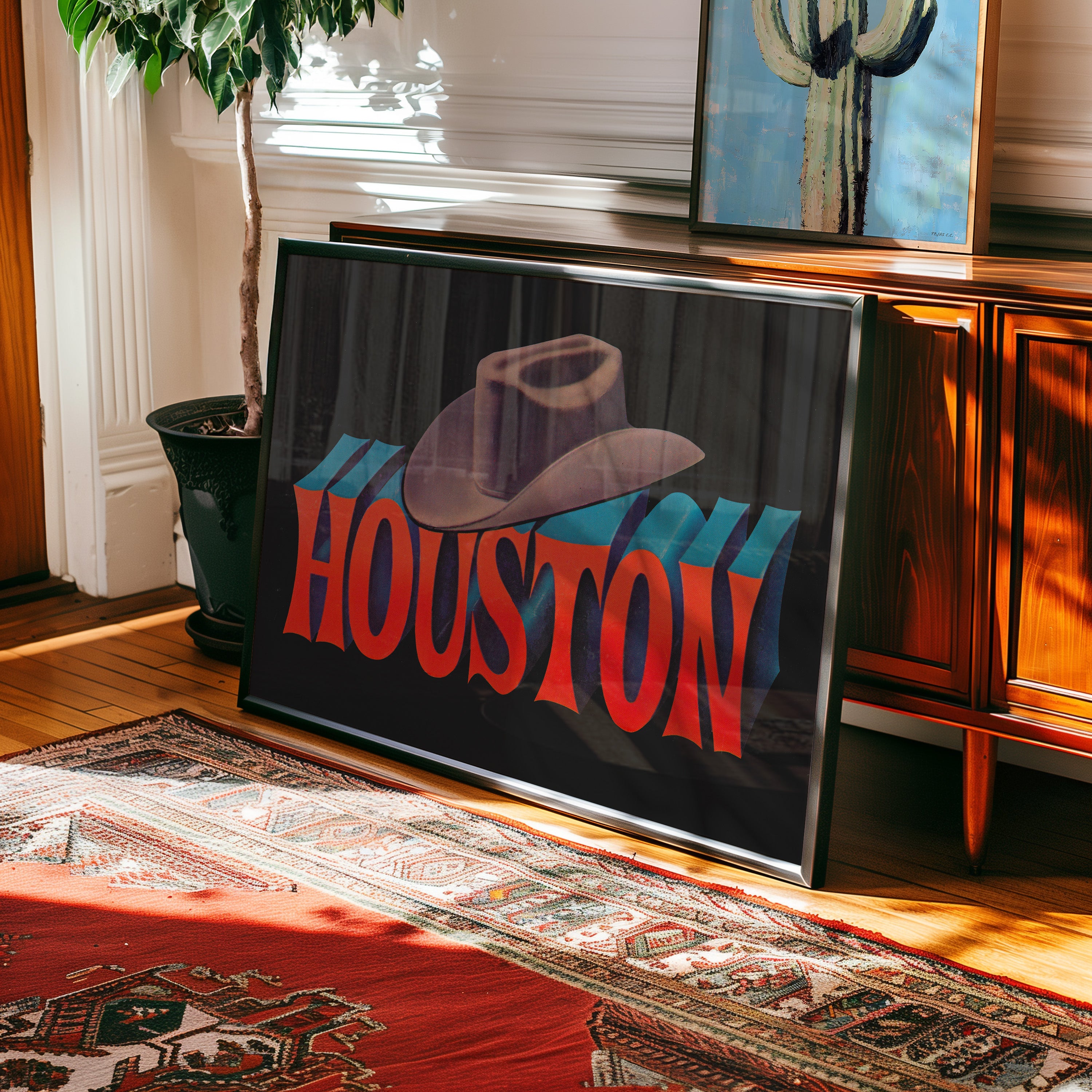 Houston Cowboy Hat Art Print - Tejas Country Club