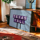 Texas Y'all Billboard Purple Art Print - Tejas Country Club