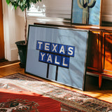 Texas Y'all Billboard Blue Art Print - Tejas Country Club