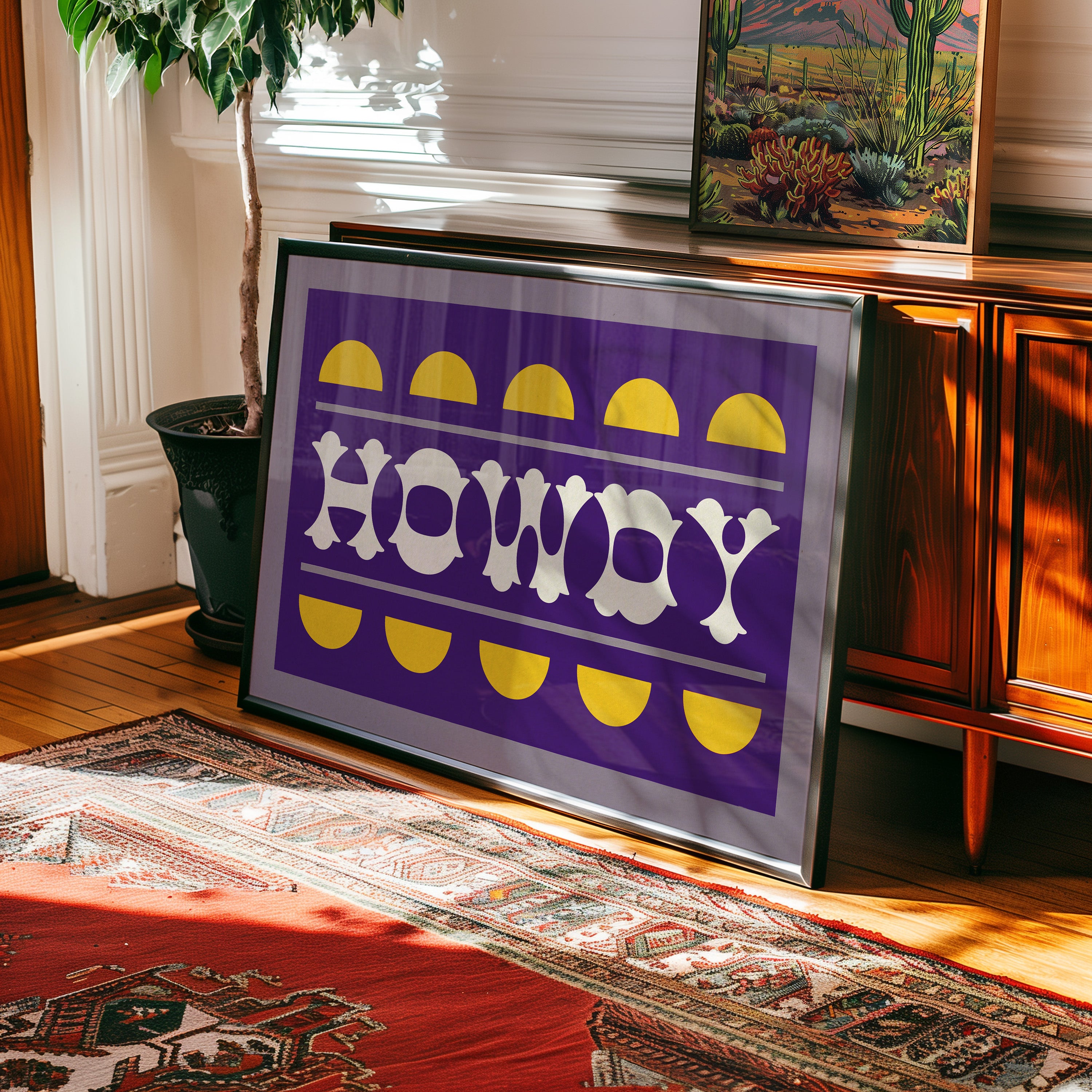 Purple and Gold Howdy Home Decor Art Print - Tejas Country Club