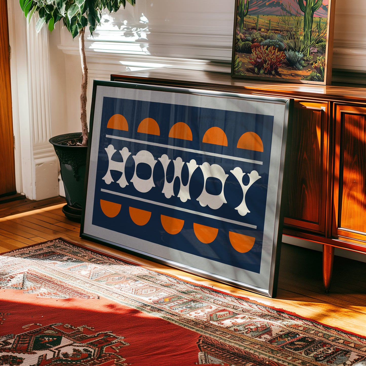 Blue and Orange Howdy Home Decor Art Print