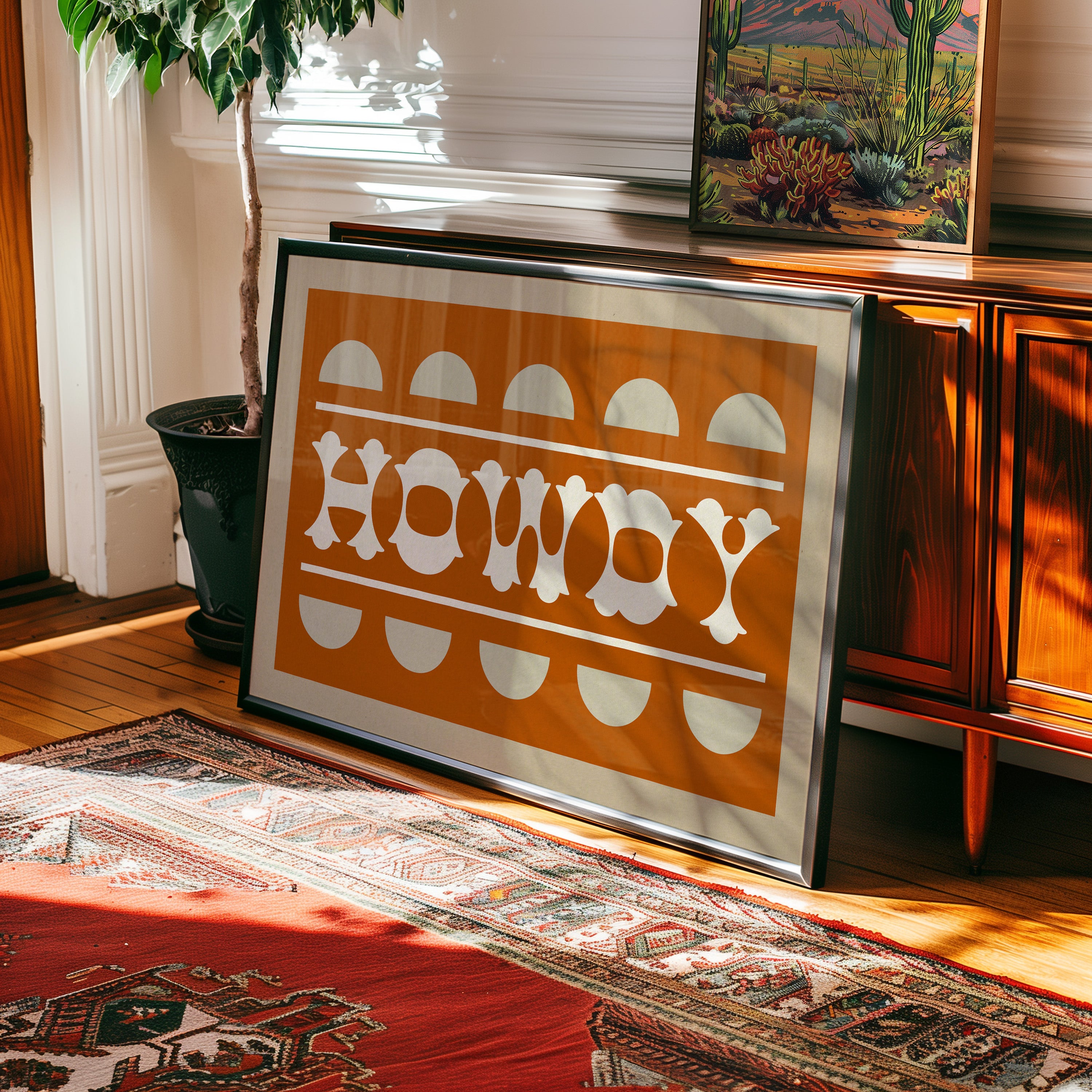 Orange and White Howdy Home Decor Art Print - Tejas Country Club