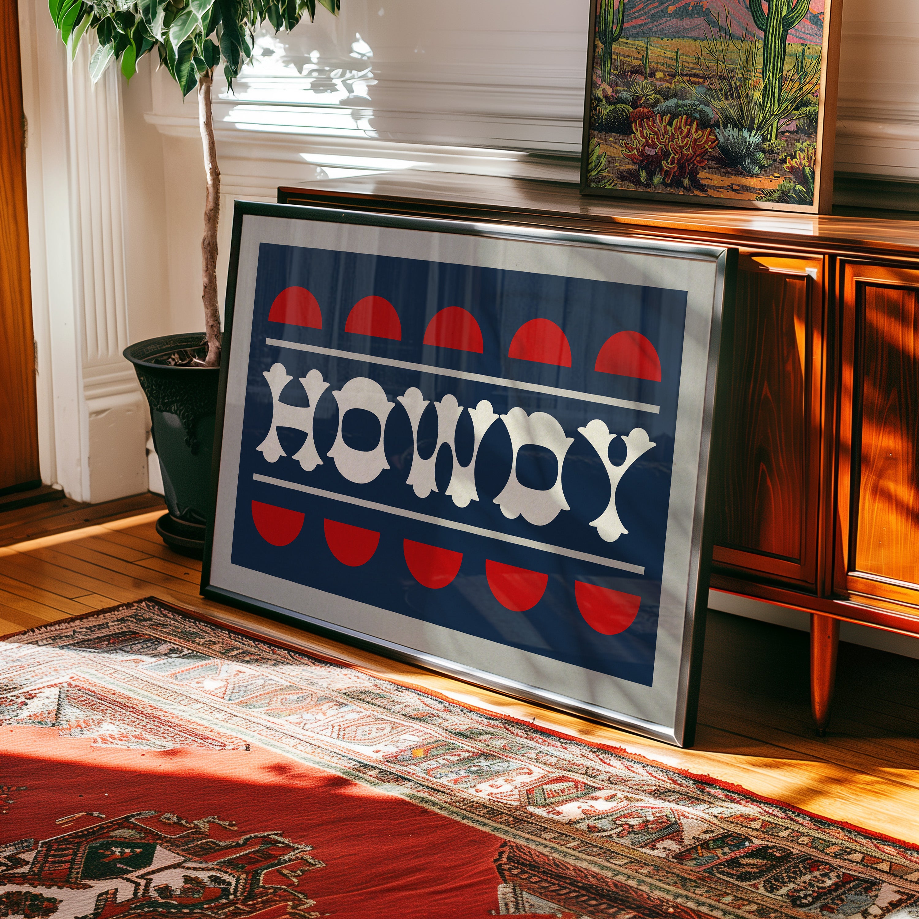 Navy and Red Howdy Home Decor Art Print - Tejas Country Club