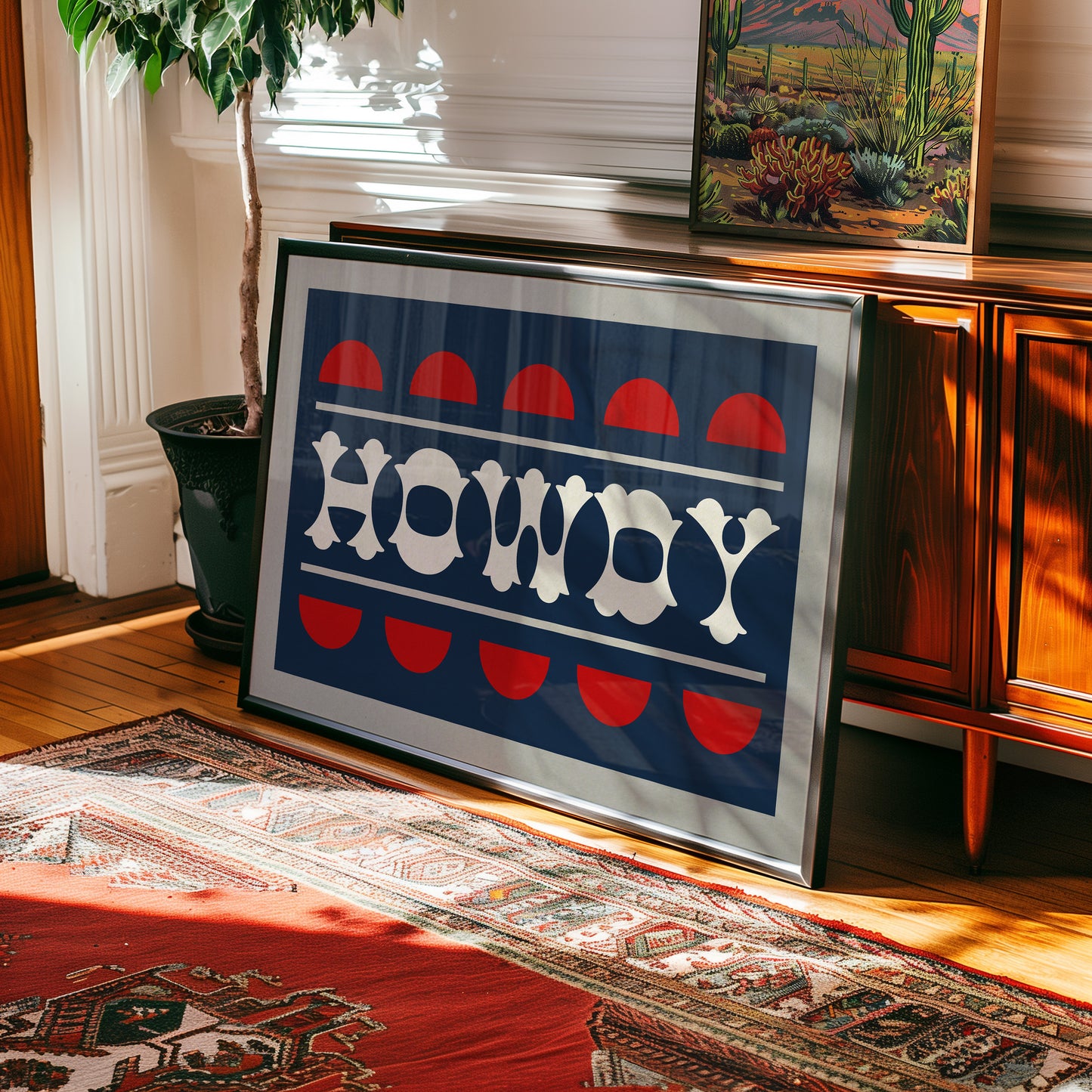 Navy and Red Howdy Home Decor Art Print