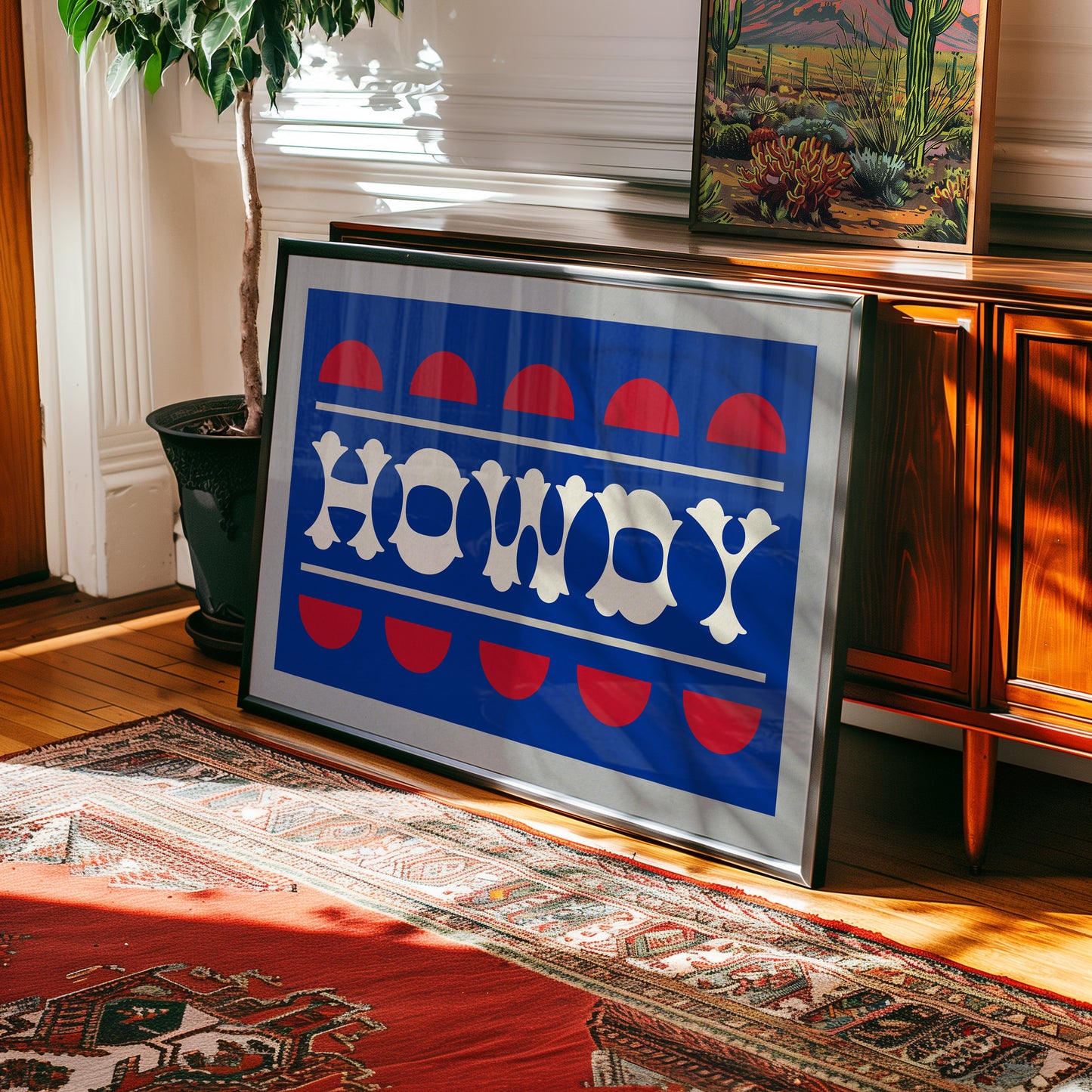 Blue and Red Howdy Home Decor Art Print