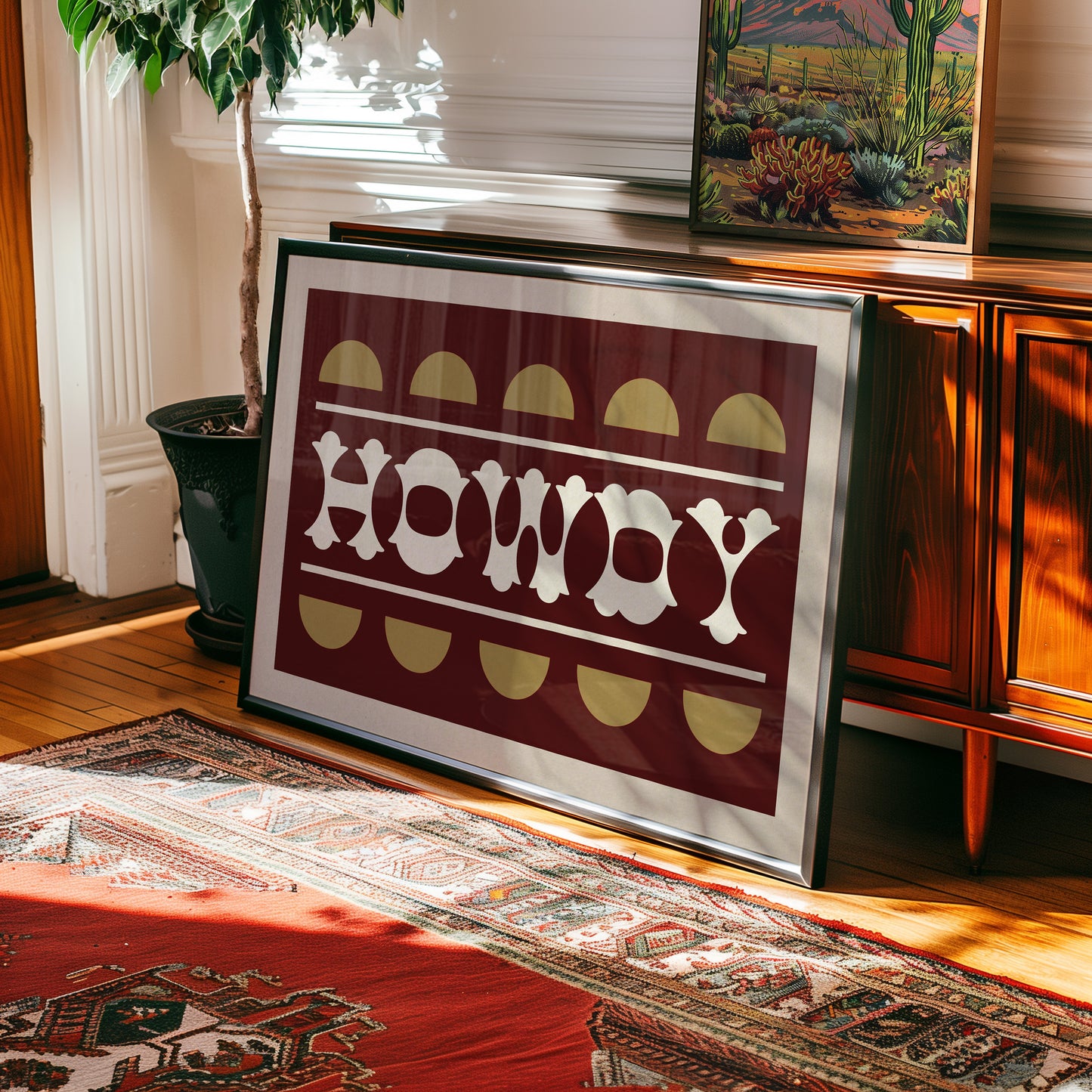 Maroon and Gold Howdy Home Decor Art Print