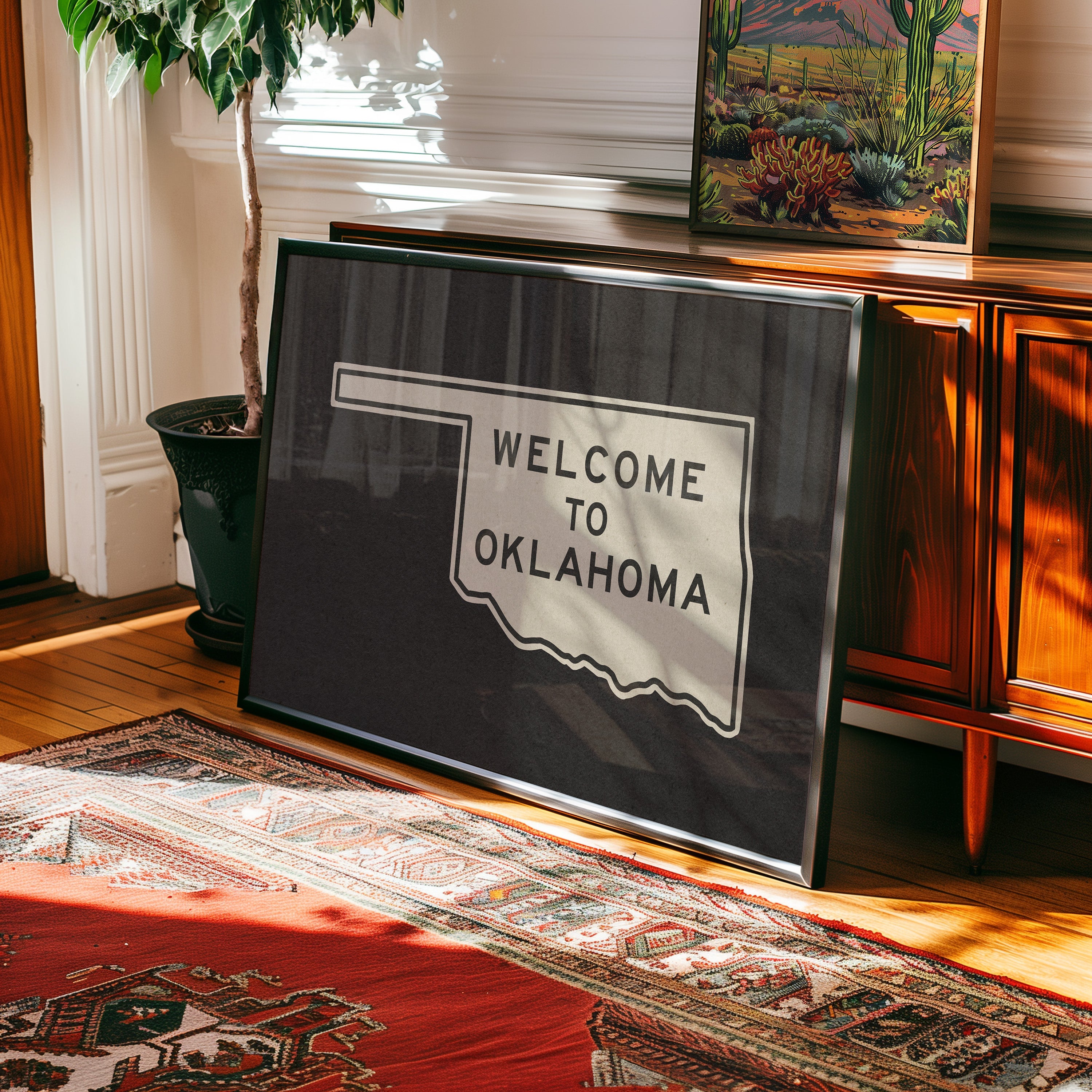 Welcome To Oklahoma Vintage Road Sign Art Print - Tejas Country Club