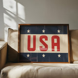 Framed USA Vintage Style Flag Print - Tejas Country Club