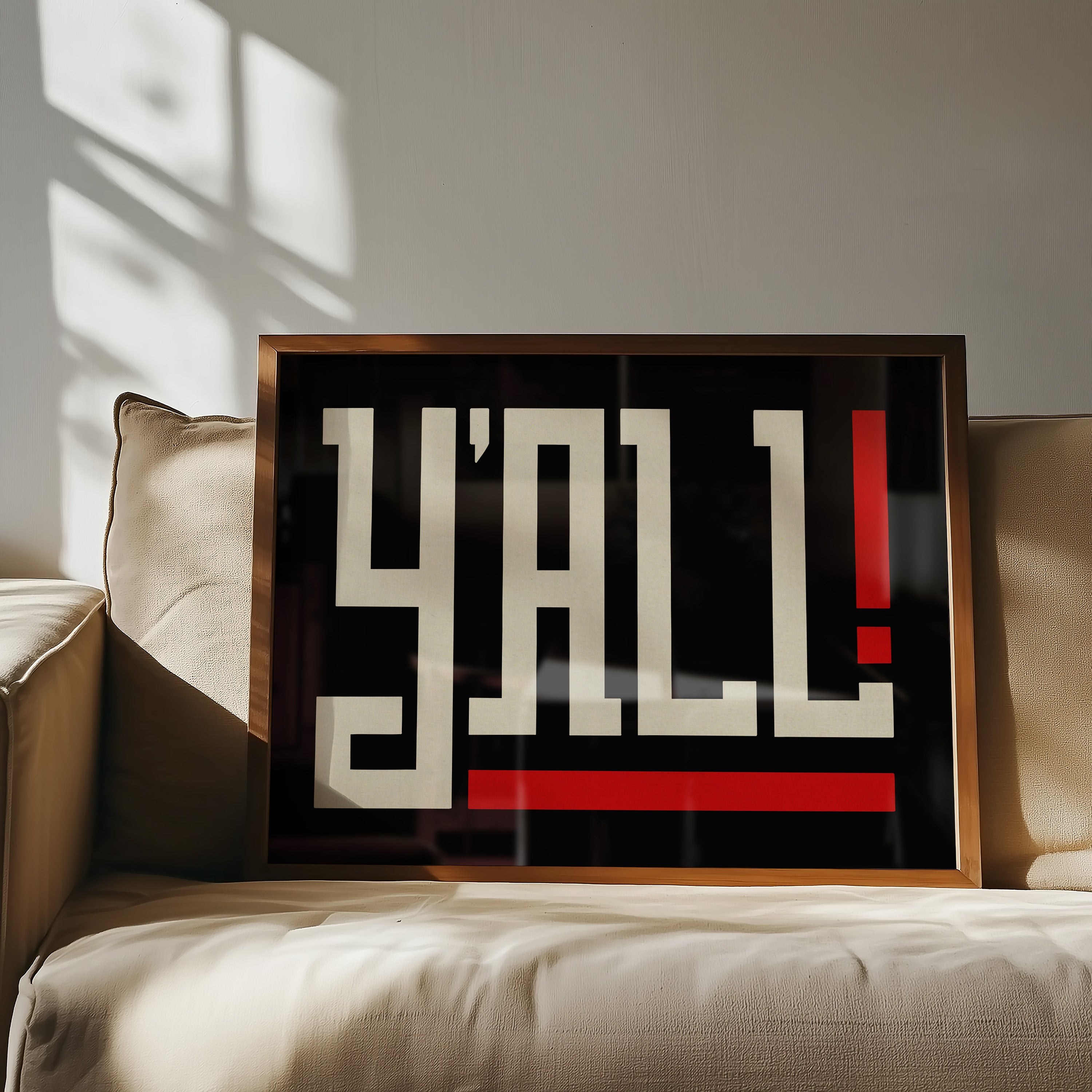 Y'all Typography Black and White Wall Art Print Poster Decor - Tejas Country Club