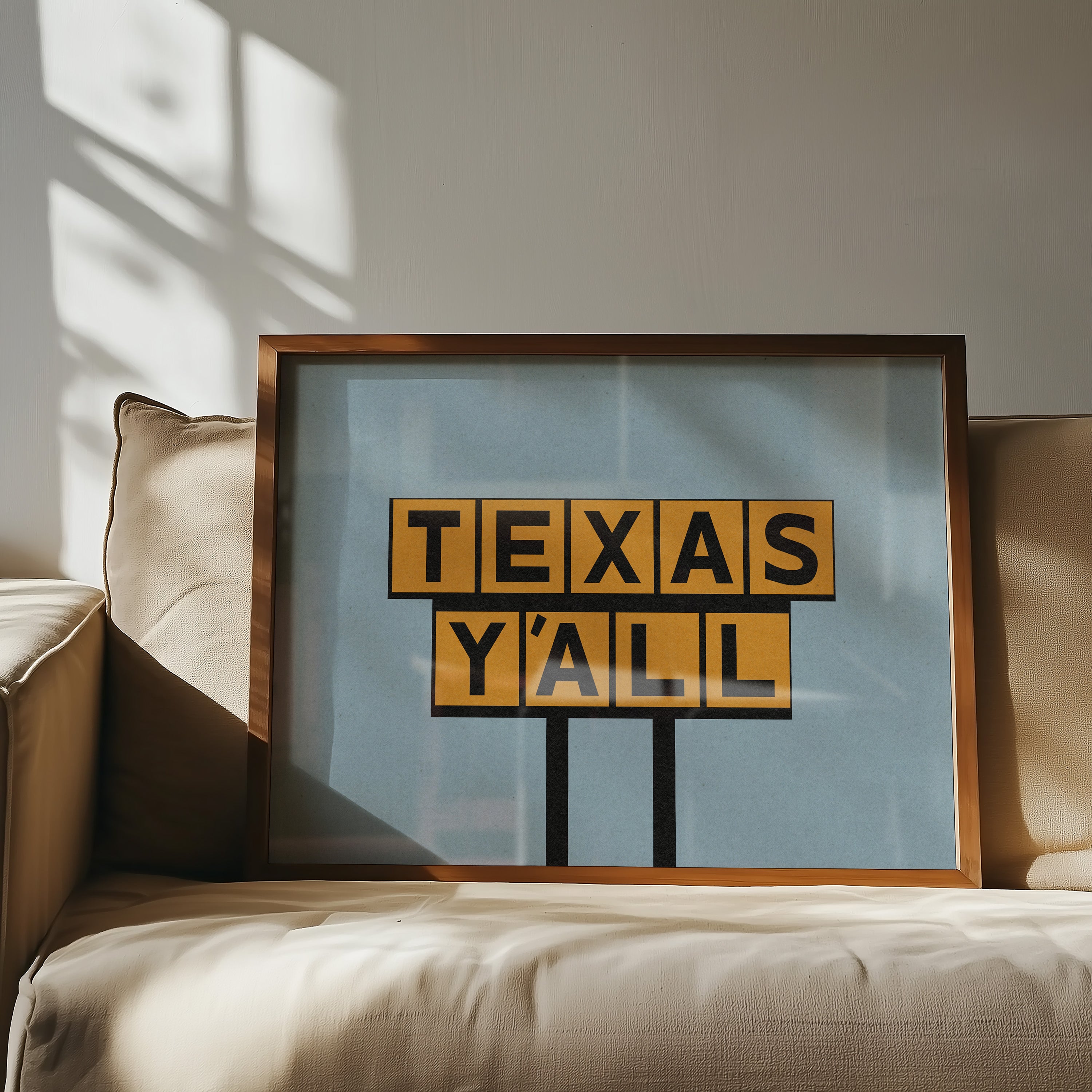 Texas Y'all Billboard Gold Art Print - Tejas Country Club