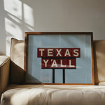 Texas Y'all Billboard Maroon Art Print - Tejas Country Club