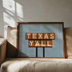 Texas Y'all Billboard Rusty Orange Art Print - Tejas Country Club