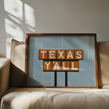 Texas Y'all Billboard Rusty Orange Art Print - Tejas Country Club