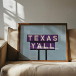 Texas Y'all Billboard Purple Art Print - Tejas Country Club