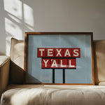 Texas Y'all Billboard Red & White Art Print - Tejas Country Club