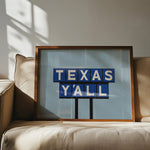 Texas Y'all Billboard Blue Art Print - Tejas Country Club