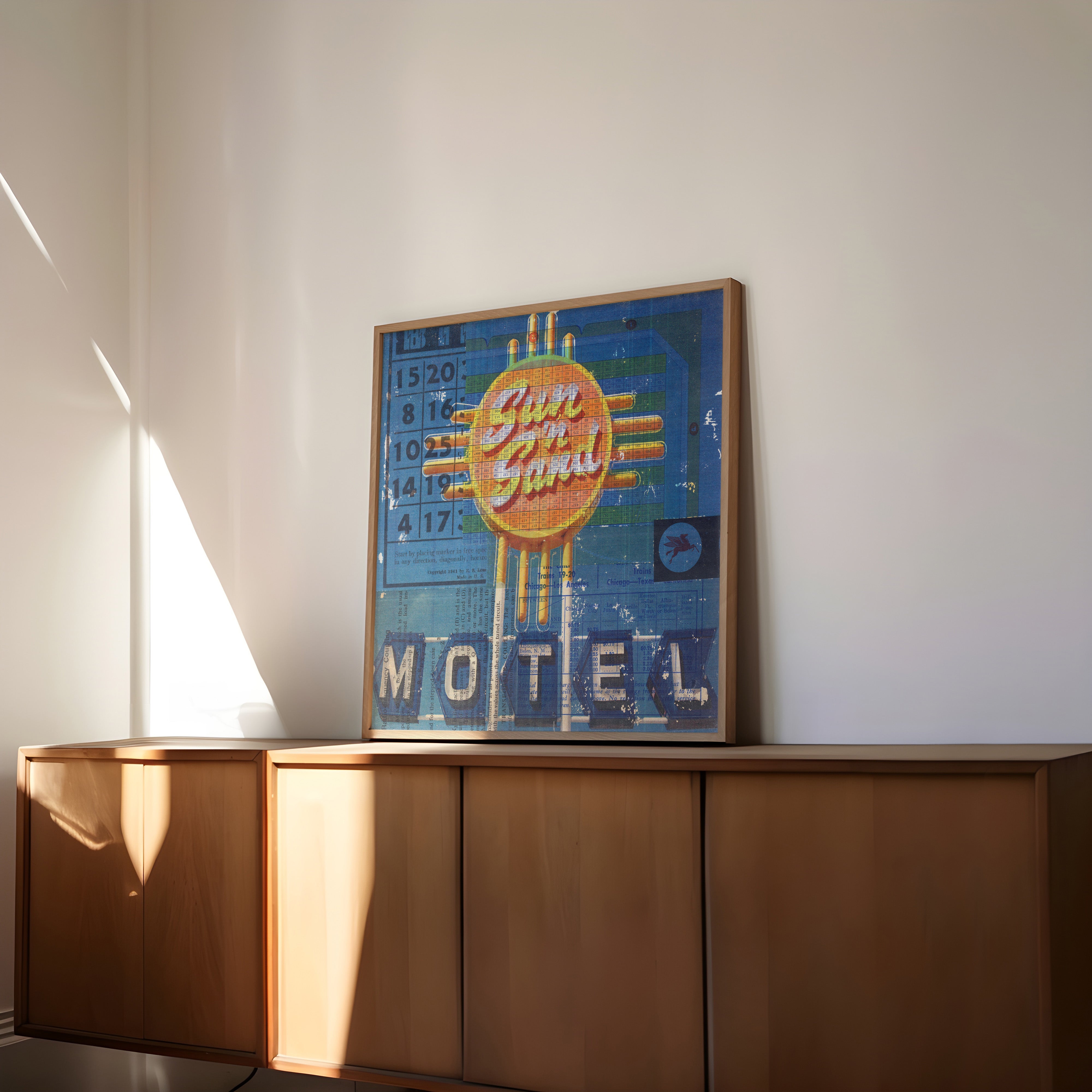 Sun 'n Sand Motel Mixed Media Collage Art Print - Tejas Country Club