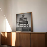 Texan Motel Sign Holga Photograph Print - Tejas Country Club