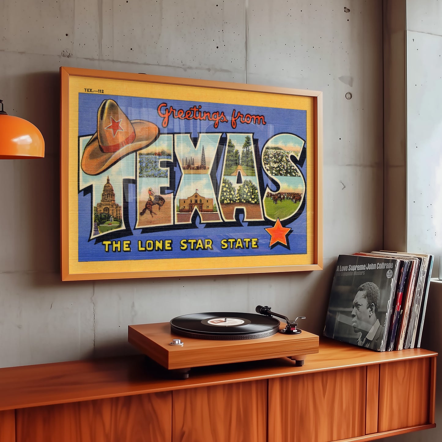 Greetings From Texas Vintage Postcard Print Blue