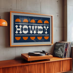 Blue and Orange Howdy Home Decor Art Print - Tejas Country Club
