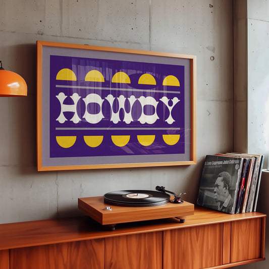 Purple and Gold Howdy Home Decor Art Print