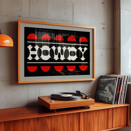 Black and Red Howdy Home Decor Art Print