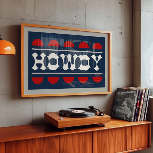 Navy and Red Howdy Home Decor Art Print