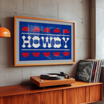 Blue and Red Howdy Home Decor Art Print - Tejas Country Club