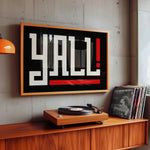 Y'all Typography Black and White Wall Art Print Poster Decor - Tejas Country Club