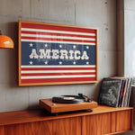 America Flag Style Home Decor Art Print - Tejas Country Club