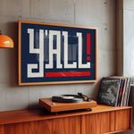 Y'all Typography Navy and White Wall Art Print Poster Decor - Tejas Country Club