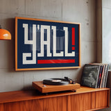 Y'all Typography Navy and White Wall Art Print Poster Decor - Tejas Country Club