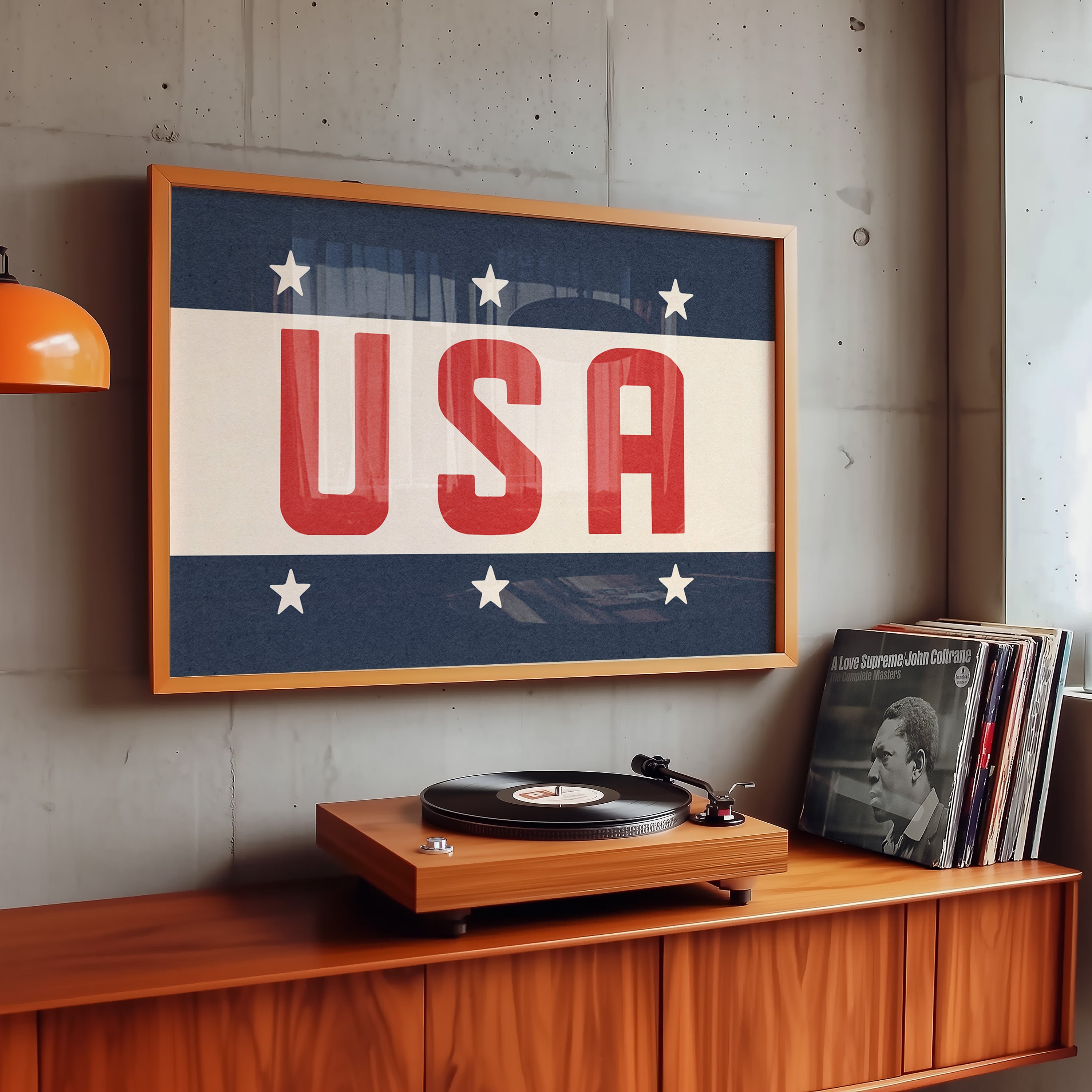 USA Patriotic Typography Art Print - Tejas Country Club