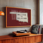 Welcome To Oklahoma Vintage Crimson Road Sign Art Print - Tejas Country Club