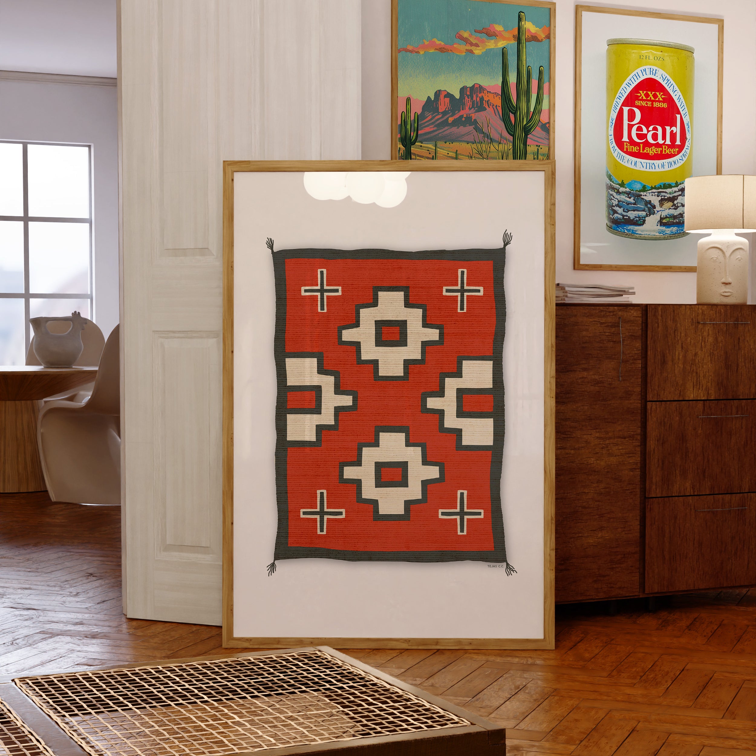 Southwestern Native Style Crosses Rug Art Print - Tejas Country Club