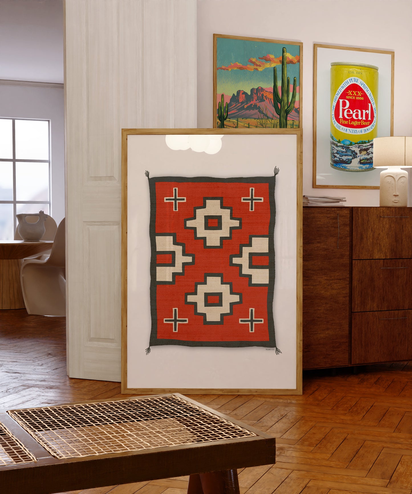 Southwestern Native Style Crosses Rug Art Print