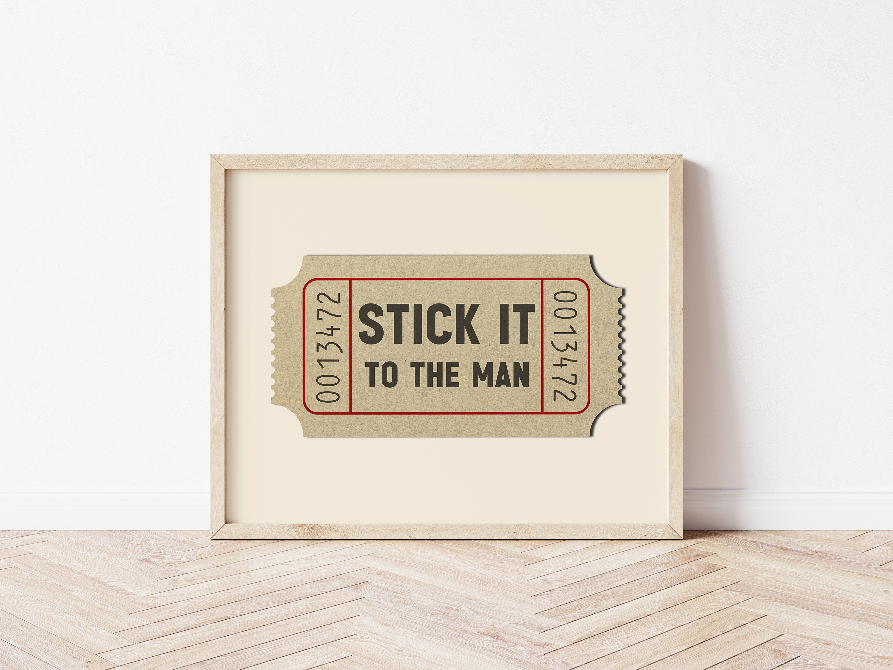 Stick It To The Man Ticket Stub Art Print - Tejas Country Club