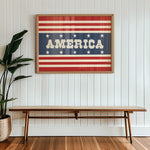America Flag Style Home Decor Art Print - Tejas Country Club